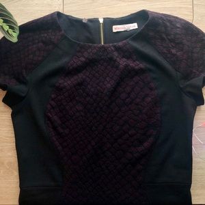 REBECCA TAYLOR Bodycon Purple & Black Print Dress